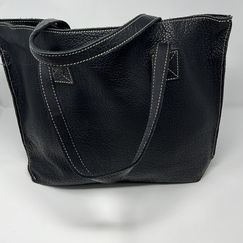 Mulholland Pebbled Black Leather Large Tote Bag